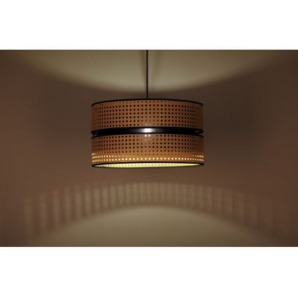 Duolla - Luster na lanku DUO 1xE27/15W/230V pr. 40 cm ratan/čierna