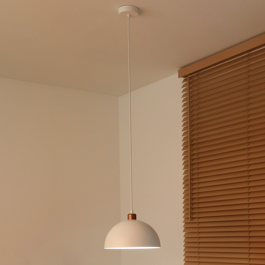 Duolla - Luster na lanku IRONLINE 1xE27/15W/230V pr. 27 cm biela/medená