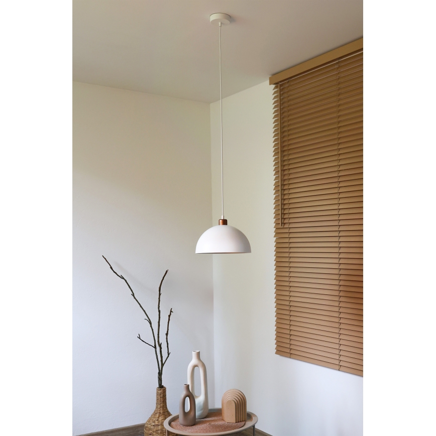 Duolla - Luster na lanku IRONLINE 1xE27/15W/230V pr. 27 cm biela/medená