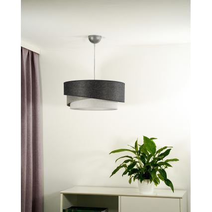 Duolla - Luster na lanku KOBO 1xE27/15W/230V pr. 45 cm antracit/šedá/biela