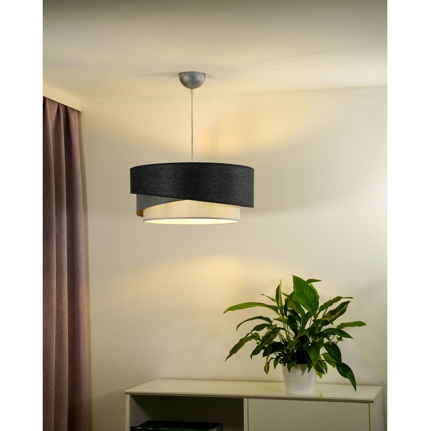 Duolla - Luster na lanku KOBO 1xE27/15W/230V pr. 45 cm antracit/šedá/biela