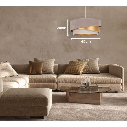 Duolla - Luster na lanku KOBO 1xE27/15W/230V pr. 45 cm béžová/zlatá/krémová