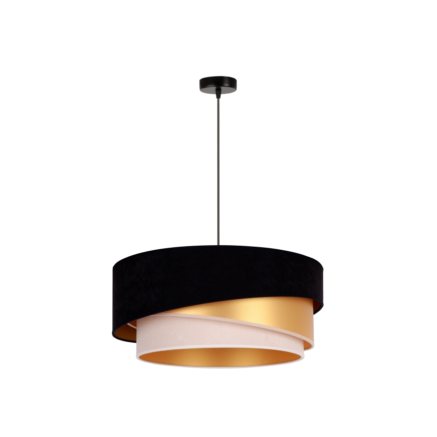 Duolla - Luster na lanku KOBO 1xE27/15W/230V pr. 45 cm čierna/zlatá/krémová