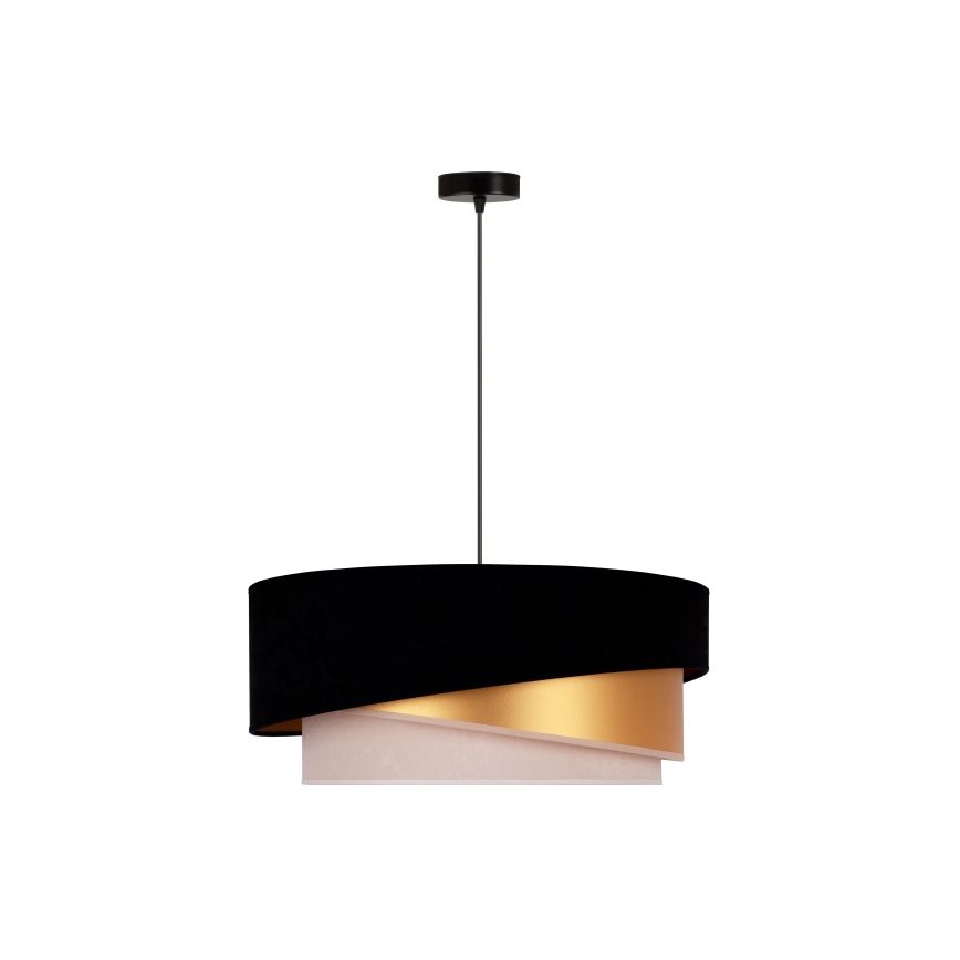 Duolla - Luster na lanku KOBO 1xE27/15W/230V pr. 45 cm čierna/zlatá/krémová