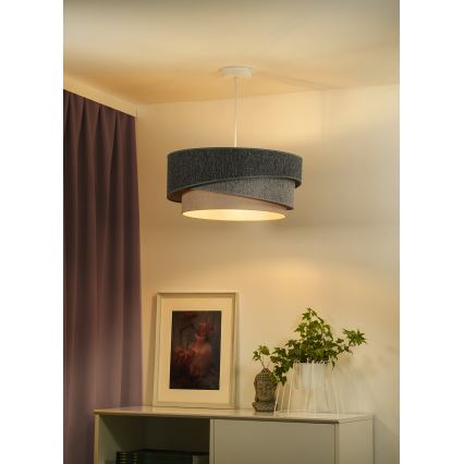 Duolla - Luster na lanku KOBO ECO RECYCLING 1xE27/15W/230V pr. 45 cm zelená/šedá/krémová
