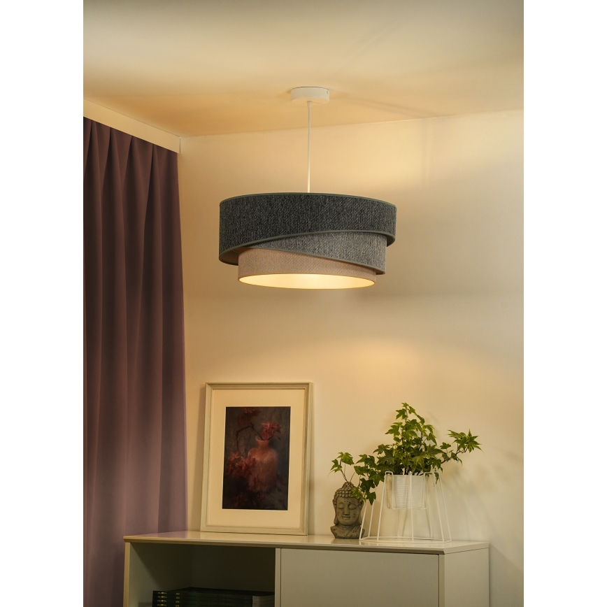 Duolla - Luster na lanku KOBO ECO RECYCLING 1xE27/15W/230V pr. 45 cm zelená/šedá/krémová