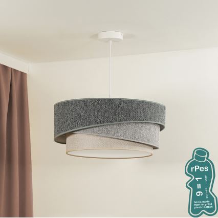 Duolla - Luster na lanku KOBO ECO RECYCLING 1xE27/15W/230V pr. 45 cm zelená/šedá/krémová
