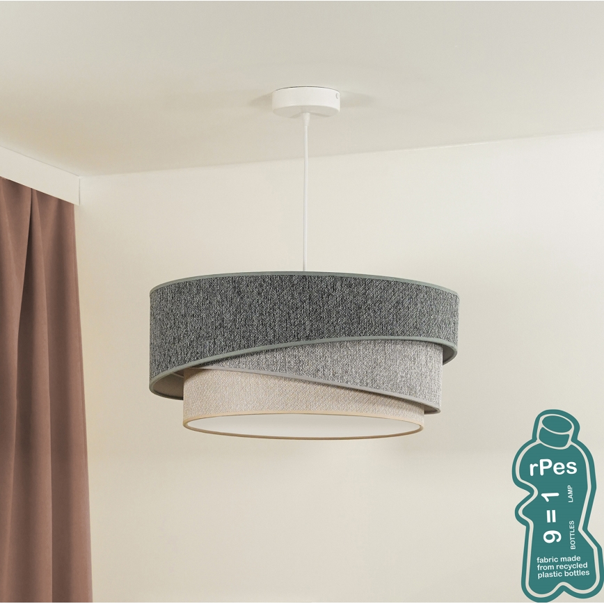Duolla - Luster na lanku KOBO ECO RECYCLING 1xE27/15W/230V pr. 45 cm zelená/šedá/krémová