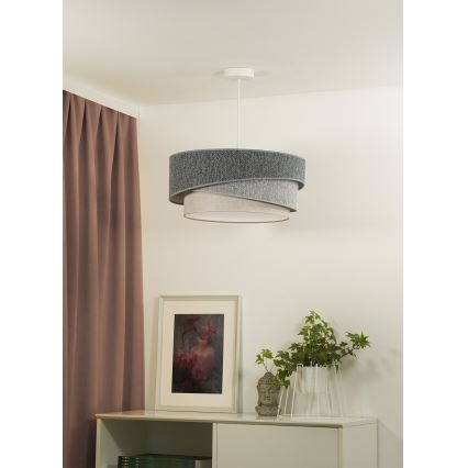 Duolla - Luster na lanku KOBO ECO RECYCLING 1xE27/15W/230V pr. 45 cm zelená/šedá/krémová