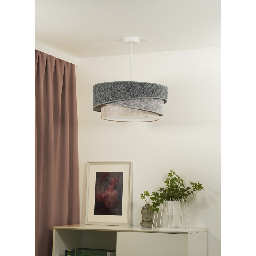 Duolla - Luster na lanku KOBO ECO RECYCLING 1xE27/15W/230V pr. 45 cm zelená/šedá/krémová