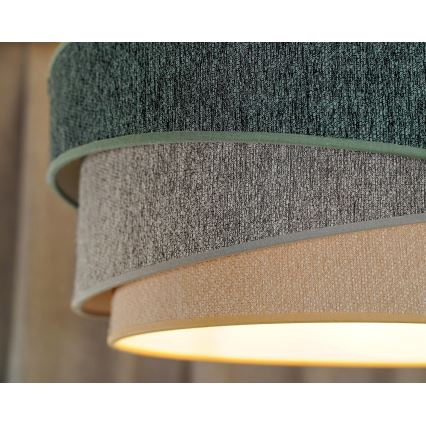 Duolla - Luster na lanku KOBO ECO RECYCLING 1xE27/15W/230V pr. 45 cm zelená/šedá/krémová