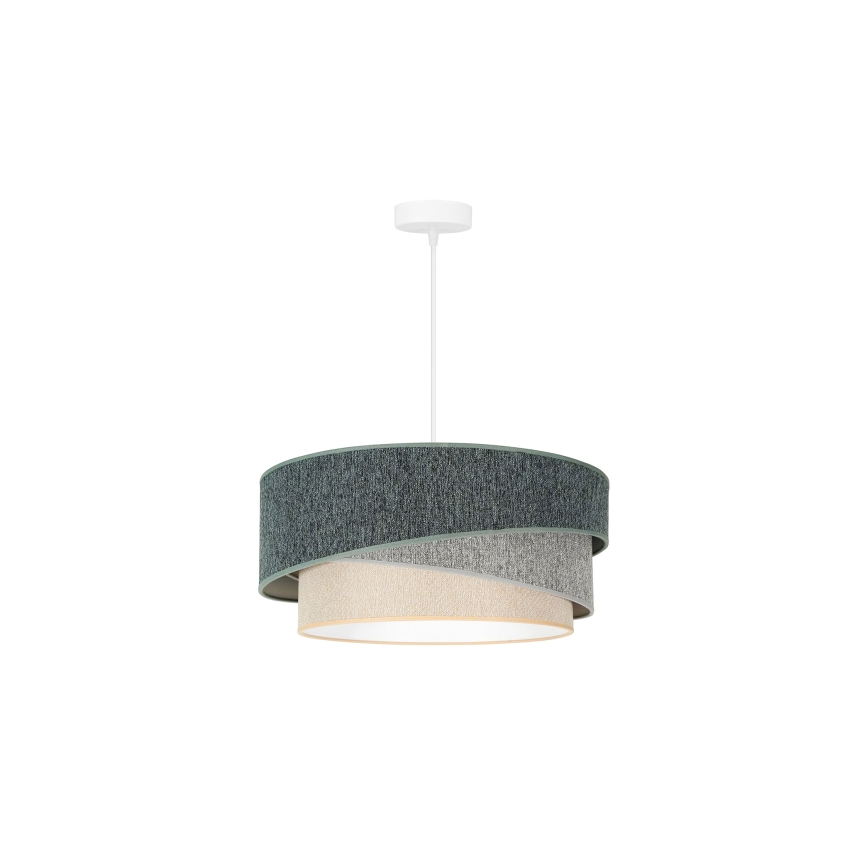 Duolla - Luster na lanku KOBO ECO RECYCLING 1xE27/15W/230V pr. 45 cm zelená/šedá/krémová