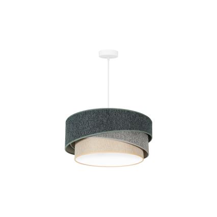 Duolla - Luster na lanku KOBO ECO RECYCLING 1xE27/15W/230V pr. 45 cm zelená/šedá/krémová