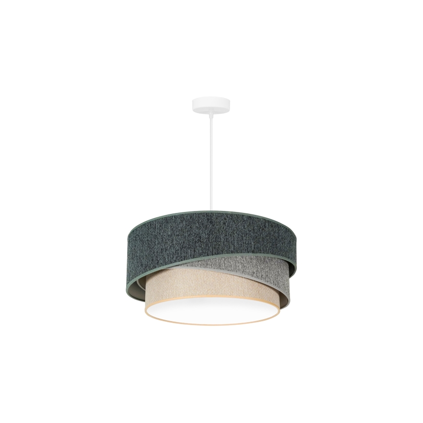 Duolla - Luster na lanku KOBO ECO RECYCLING 1xE27/15W/230V pr. 45 cm zelená/šedá/krémová