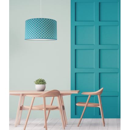Duolla - Luster na lanku MAROKO 1xE27/40W/230V pr. 45 cm tyrkysová/biela