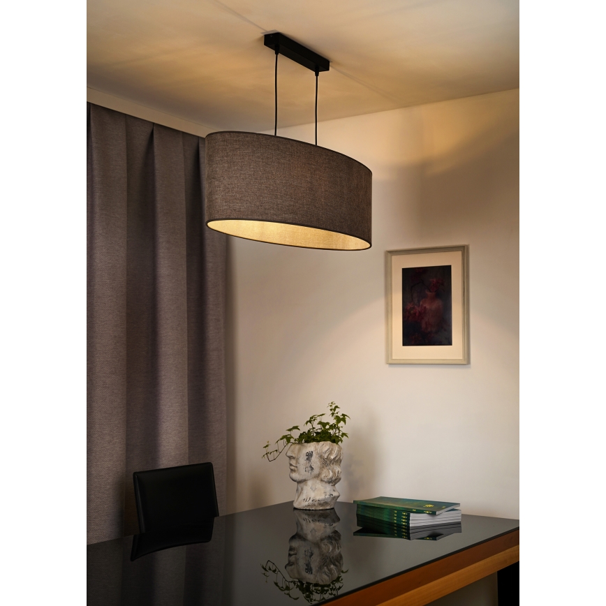 Duolla - Luster na lanku OVAL 2xE27/15W/230V hnedá