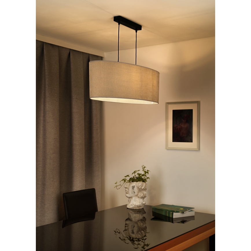 Duolla - Luster na lanku OVAL 2xE27/15W/230V šedá