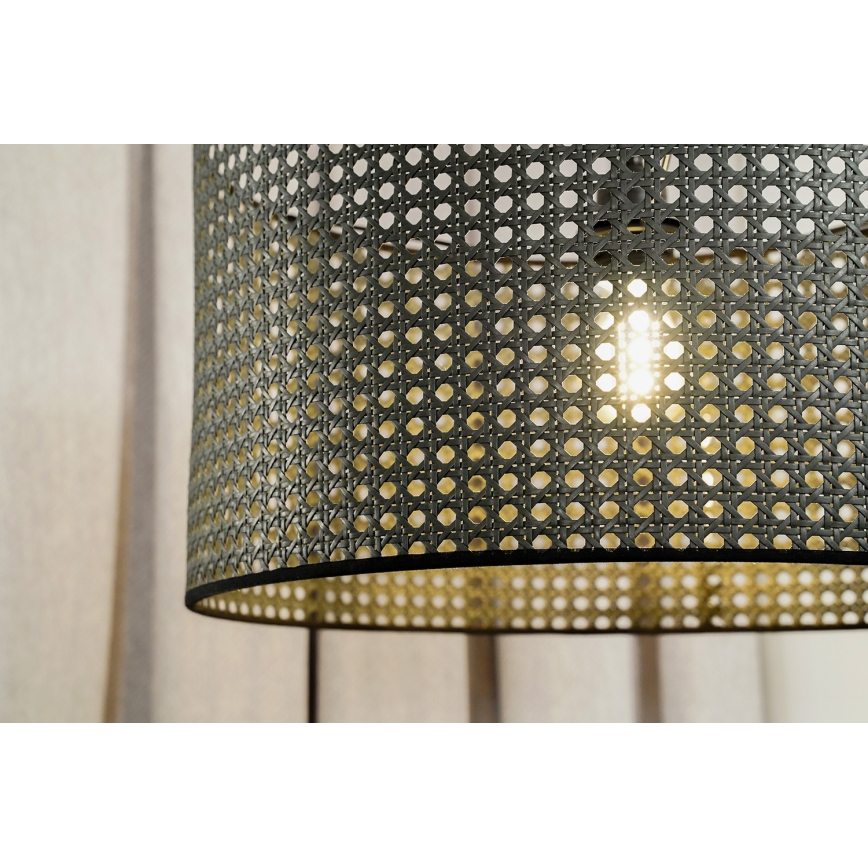 Duolla - Luster na lanku ROLLER RATTAN 1xE27/15W/230V pr. 45 cm čierna