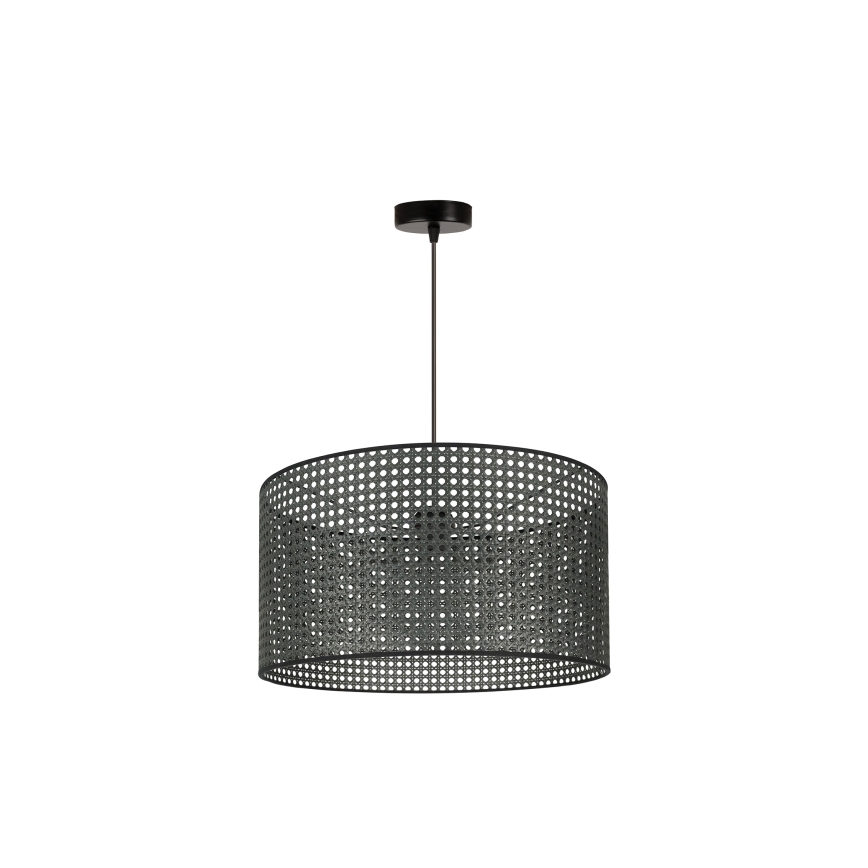 Duolla - Luster na lanku ROLLER RATTAN 1xE27/15W/230V pr. 45 cm čierna