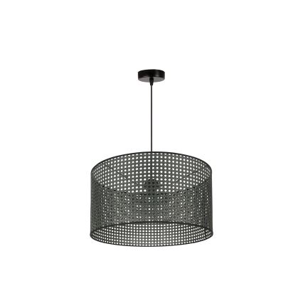 Duolla - Luster na lanku ROLLER RATTAN 1xE27/15W/230V pr. 45 cm čierna