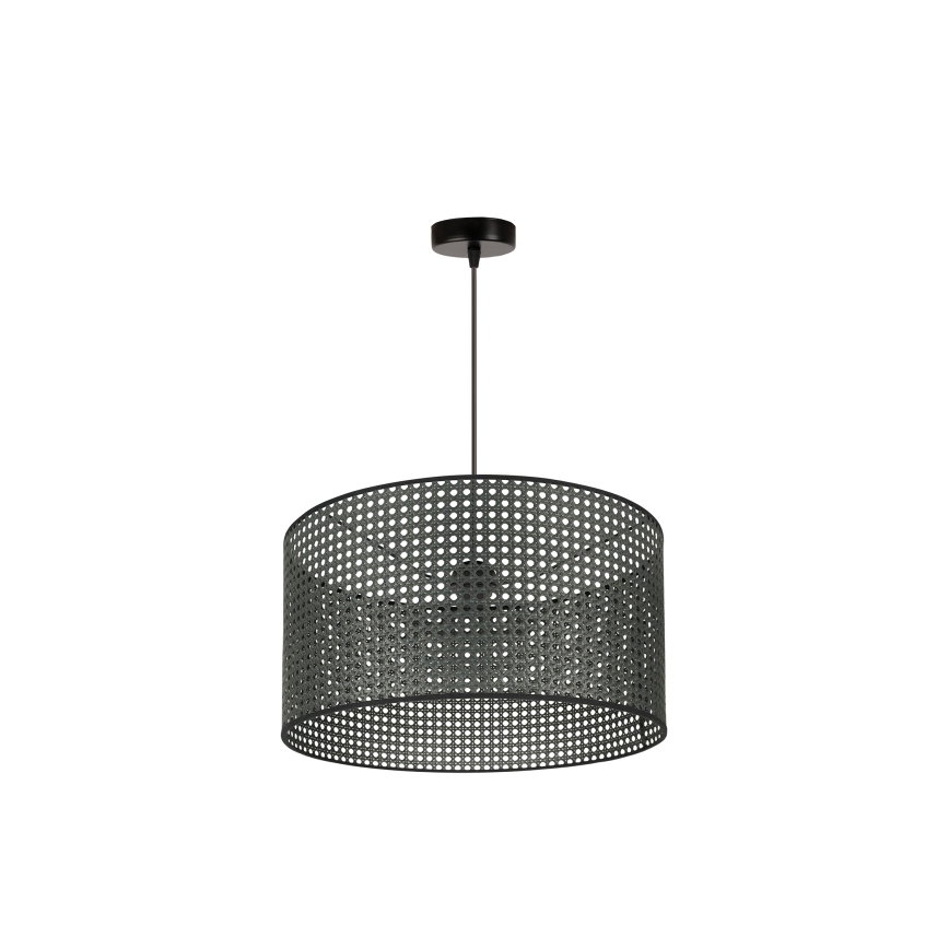 Duolla - Luster na lanku ROLLER RATTAN 1xE27/15W/230V pr. 45 cm čierna