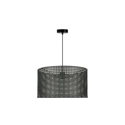 Duolla - Luster na lanku ROLLER RATTAN 1xE27/15W/230V pr. 45 cm čierna