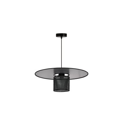 Duolla - Luster na lanku TOKYO RATTAN 1xE27/15W/230V pr. 50 cm čierna/strieborná