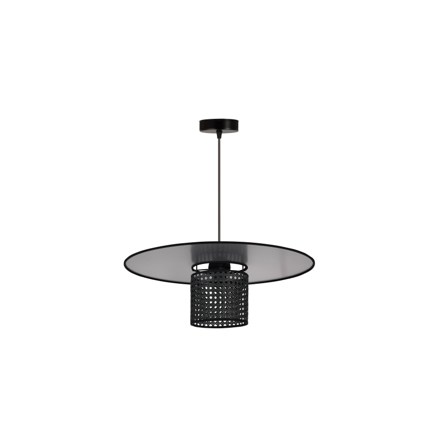 Duolla - Luster na lanku TOKYO RATTAN 1xE27/15W/230V pr. 50 cm čierna/strieborná