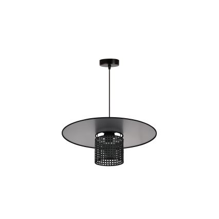 Duolla - Luster na lanku TOKYO RATTAN 1xE27/15W/230V pr. 50 cm čierna/strieborná