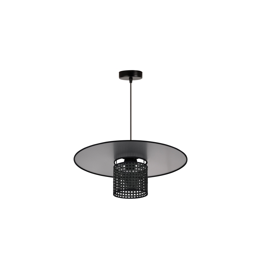 Duolla - Luster na lanku TOKYO RATTAN 1xE27/15W/230V pr. 50 cm čierna/strieborná