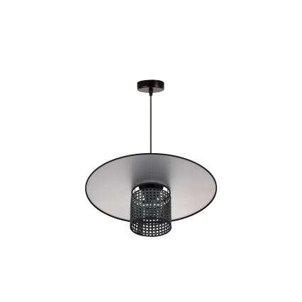 Duolla - Luster na lanku TOKYO RATTAN 1xE27/15W/230V pr. 50 cm čierna/strieborná