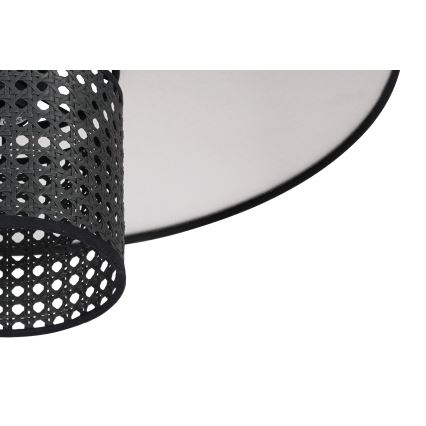 Duolla - Luster na lanku TOKYO RATTAN 1xE27/15W/230V pr. 50 cm čierna/strieborná