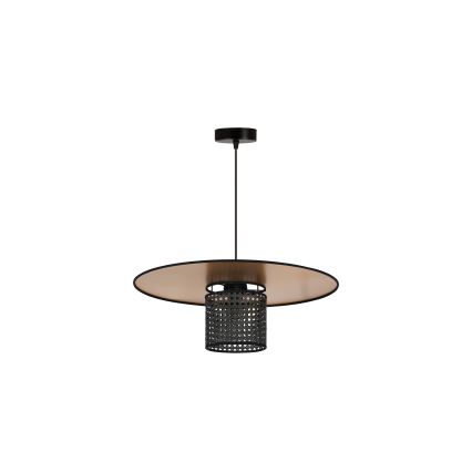 Duolla - Luster na lanku TOKYO RATTAN 1xE27/15W/230V pr. 50 cm zlatá/čierna