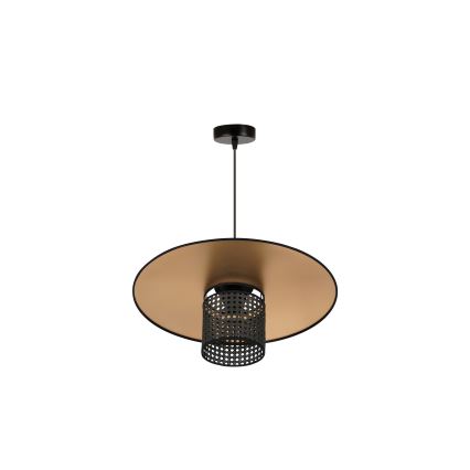 Duolla - Luster na lanku TOKYO RATTAN 1xE27/15W/230V pr. 50 cm zlatá/čierna