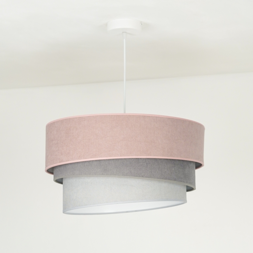 Duolla - Luster na lanku TRIO 1xE27/15W/230V pr. 45 cm ružová/šedá/biela