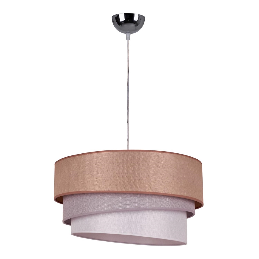 Duolla - Luster na lanku TRIO 1xE27/40W/230V pr. 45 cm hnedá/šedá/strieborná