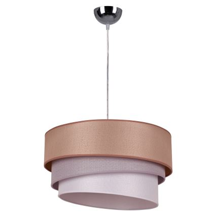 Duolla - Luster na lanku TRIO 1xE27/40W/230V pr. 45 cm hnedá/šedá/strieborná
