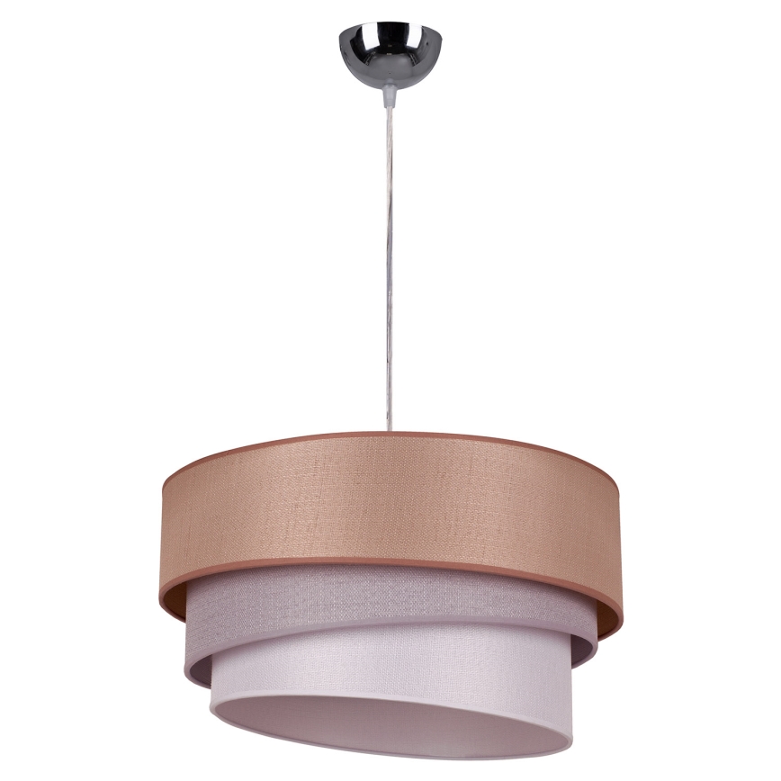 Duolla - Luster na lanku TRIO 1xE27/40W/230V pr. 45 cm hnedá/šedá/strieborná