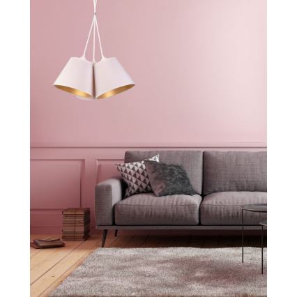 Duolla - Luster na lanku TWIGGY 3xE27/40W/230V pr. 60 cm biela