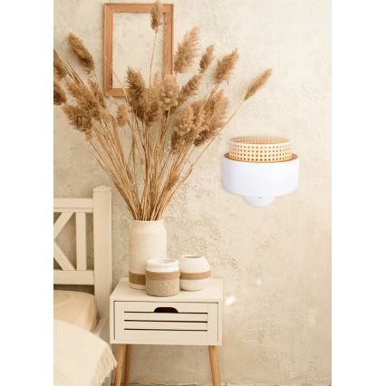 Duolla - Nástenná lampa BOHO 1xE27/15W/230V krémová/biela/ratan