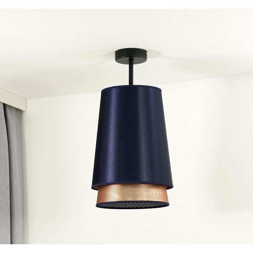 Duolla - Prisadený luster BELL SHINY 1xE27/15W/230V pr. 25 cm modrá/medená