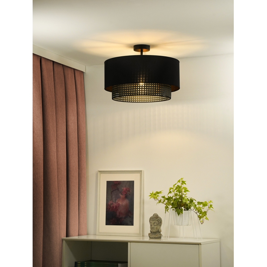 Duolla - Prisadený luster BOHO RATTAN 1xE27/15W/230V pr. 45 cm čierna