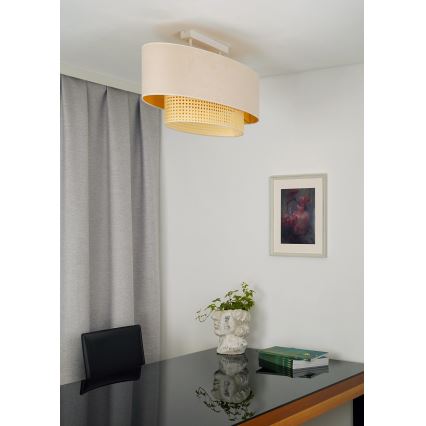 Duolla - Prisadený luster DOUBLE OVAL RATTAN 2xE27/15W/230V krémová/ratan