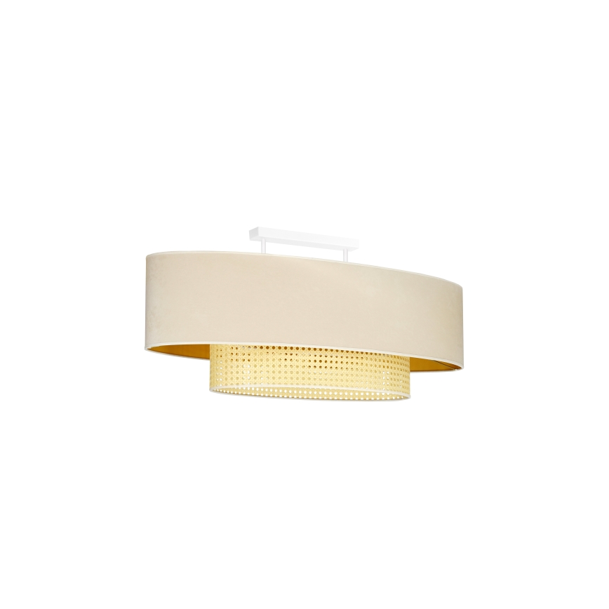 Duolla - Prisadený luster DOUBLE OVAL RATTAN 2xE27/15W/230V krémová/ratan