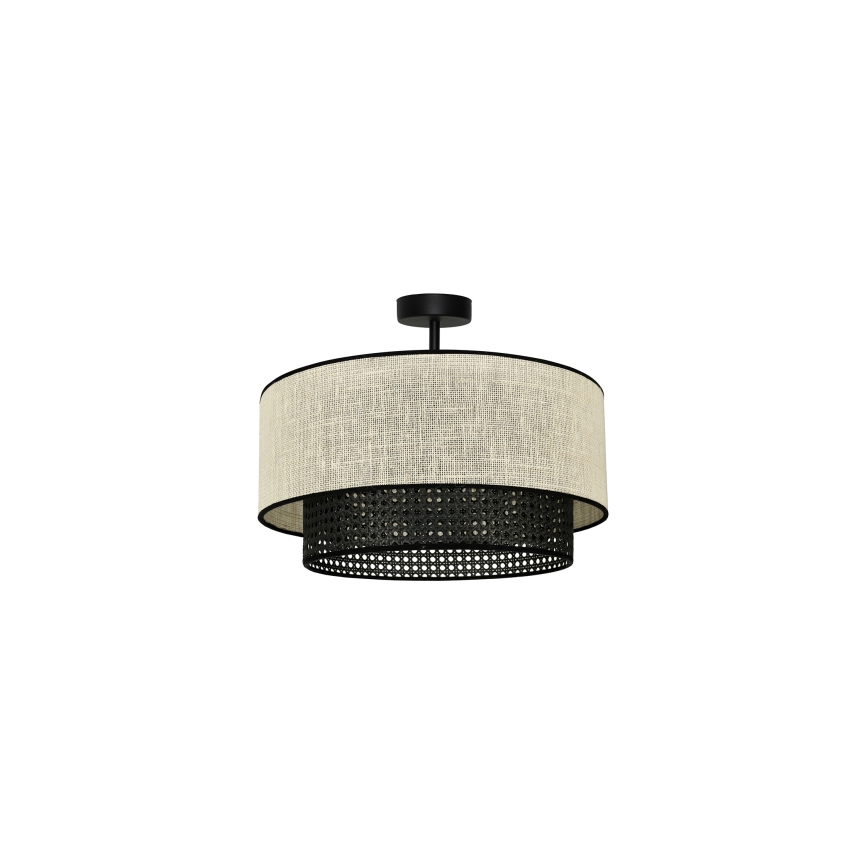 Duolla - Prisadený luster RATTAN YUTE 1xE27/15W/230V pr. 45 cm krémová/čierna