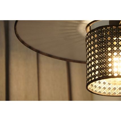 Duolla - Prisadený luster TOKYO RATTAN 1xE27/15W/230V pr. 50 cm čierna/strieborná