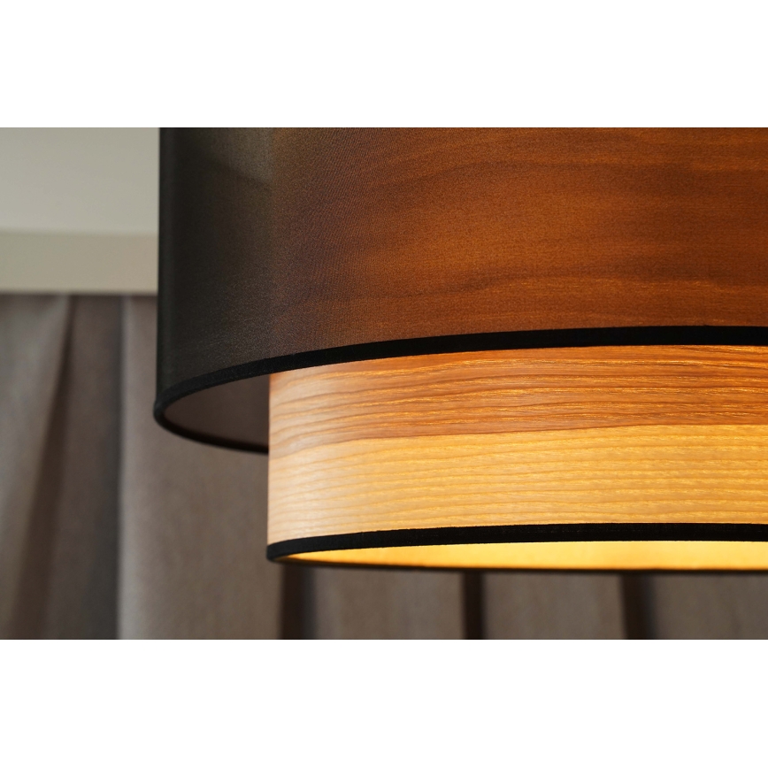 Duolla - Prisadený luster WOOD BOHO 1xE27/15W/230V pr. 45 cm čierna/béžová