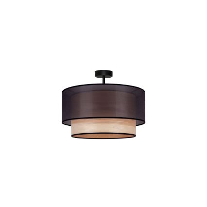 Duolla - Prisadený luster WOOD BOHO 1xE27/15W/230V pr. 45 cm čierna/béžová