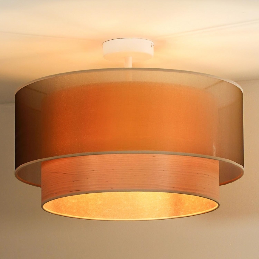 Duolla - Prisadený luster WOOD BOHO 1xE27/15W/230V pr. 45 cm medená/béžová