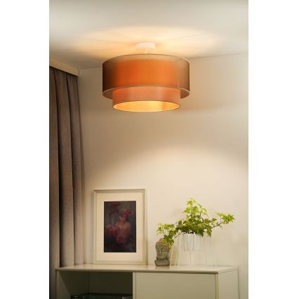 Duolla - Prisadený luster WOOD BOHO 1xE27/15W/230V pr. 45 cm medená/béžová